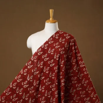 Bagru Hand Mud Printed Slub Cotton Fabric